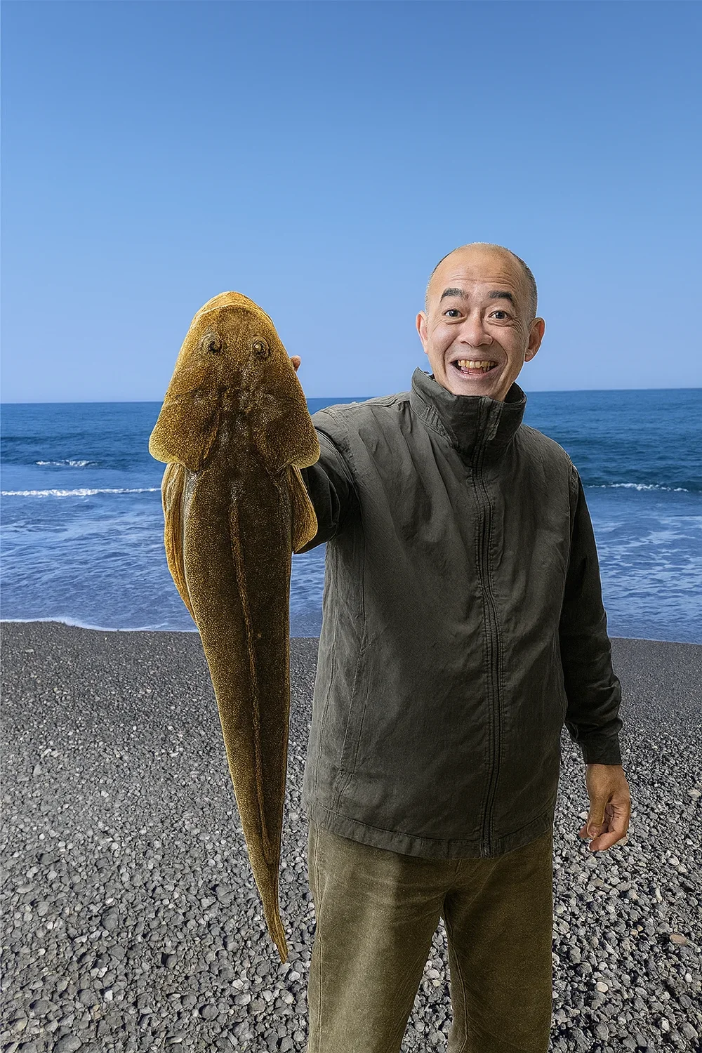山王海岸でマゴチの釣果を得たがんだま君