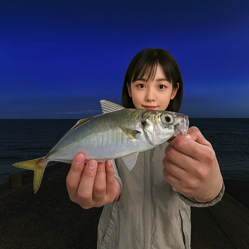 小八幡海岸でアジを釣った国生