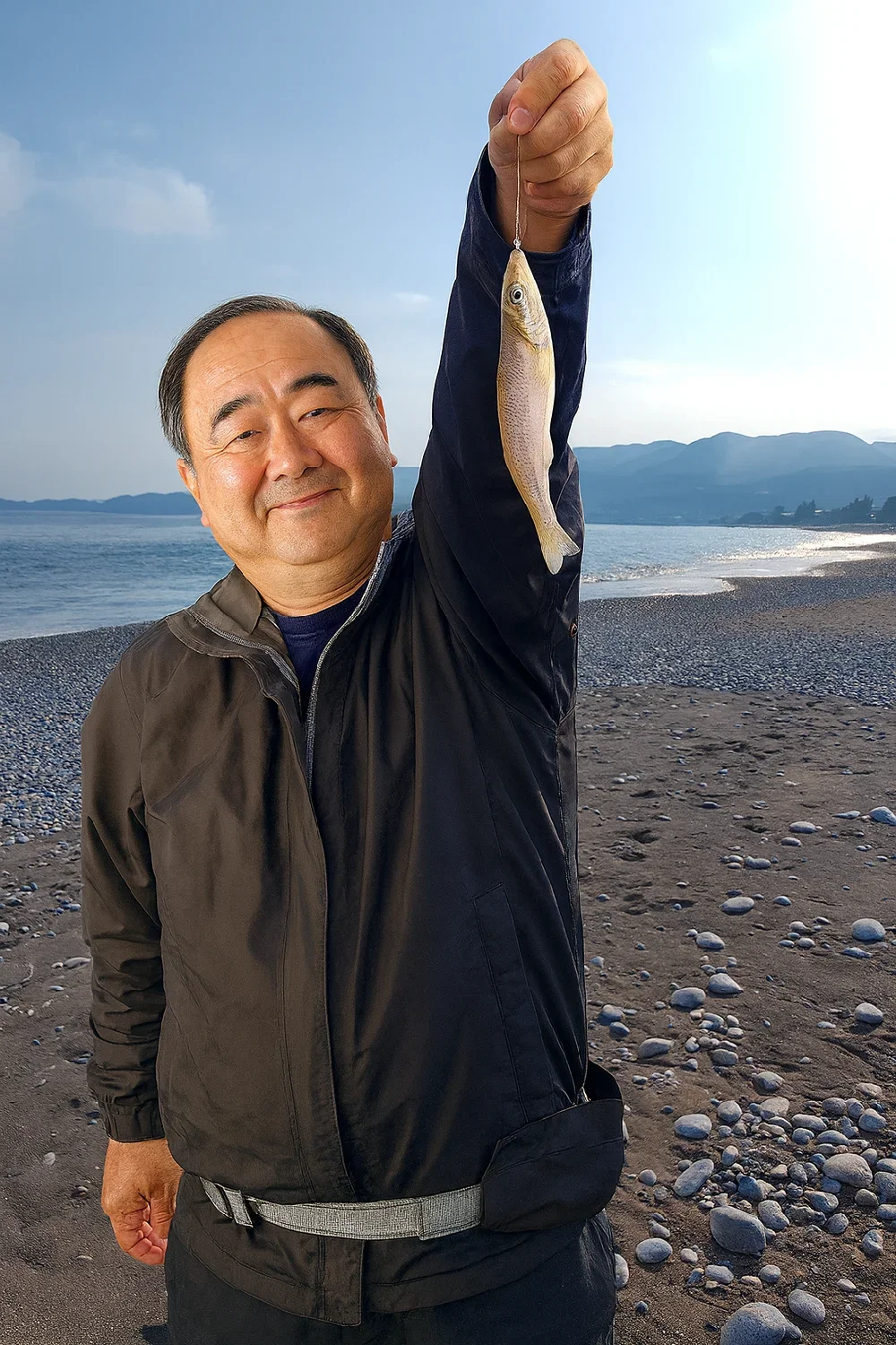 山王海岸でキスの釣果を得た持田