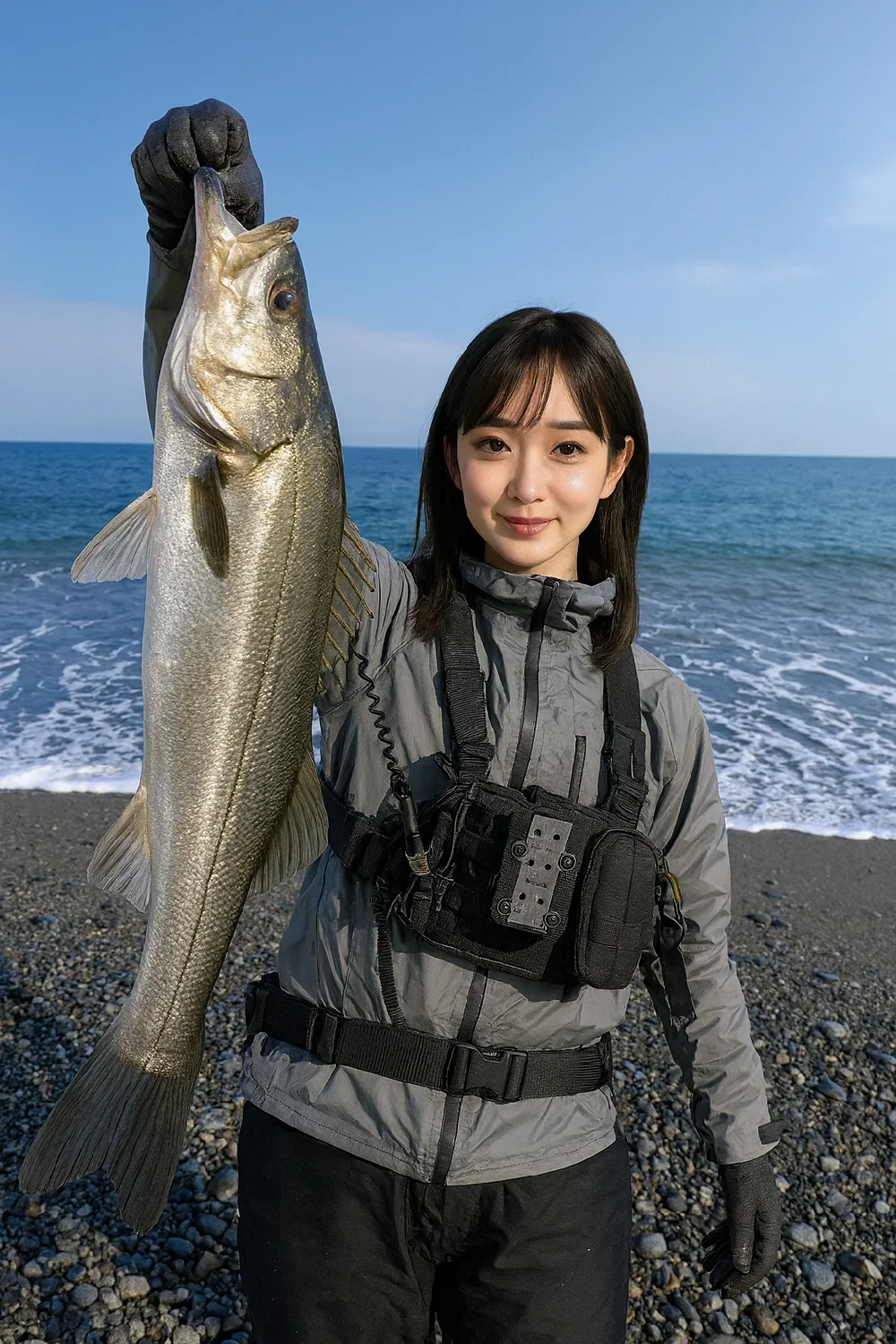 御幸の浜でシーバスの釣果を得た国生