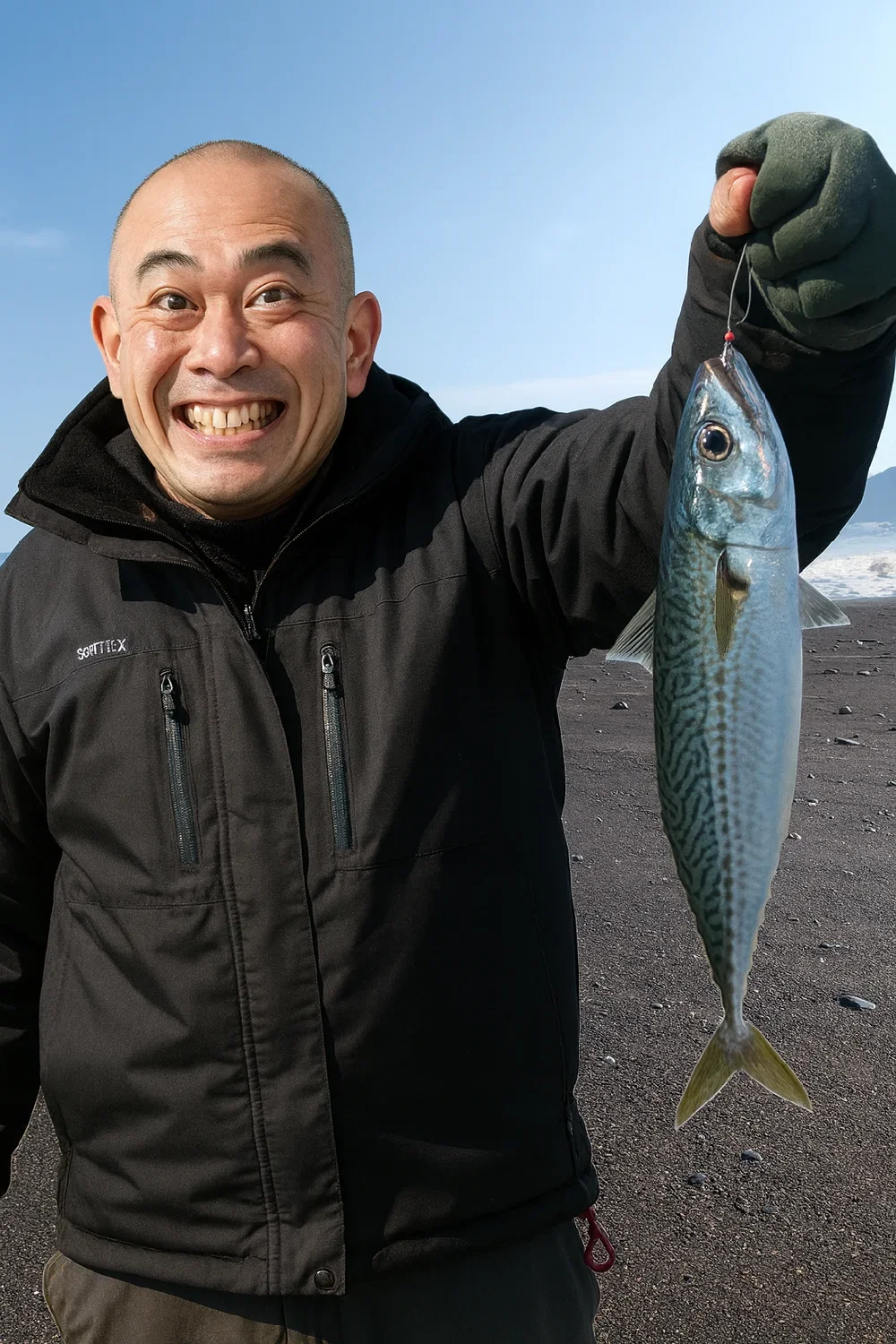 酒匂海岸でサバを釣ったがんだま君