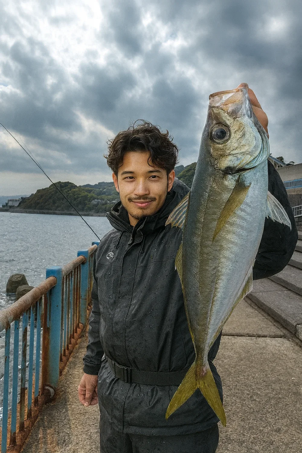 湯河原海浜公園でアジを釣った安城