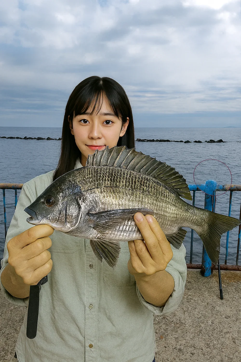 湯河原海浜公園で黒鯛を釣った国生
