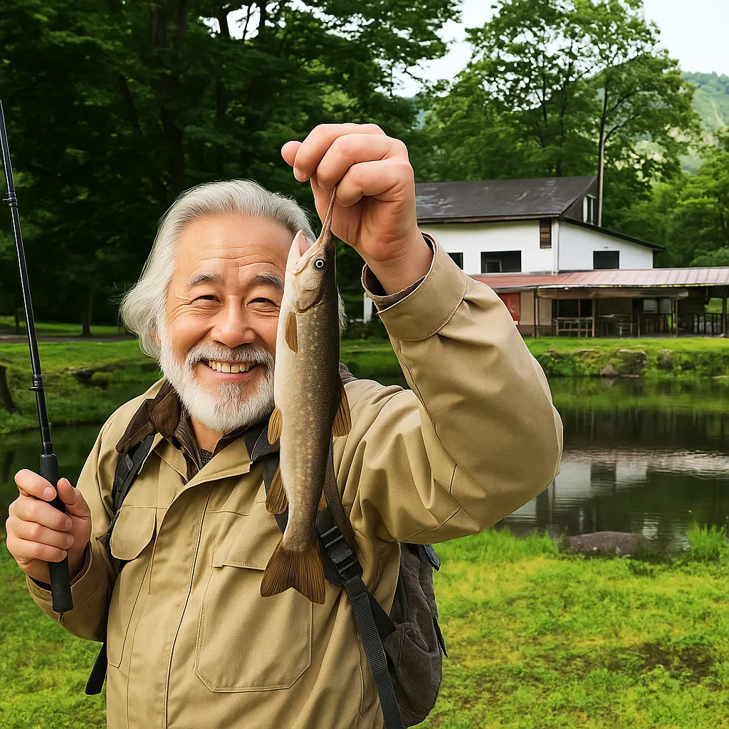 いわなの里でイワナの釣果を得た米田.webp