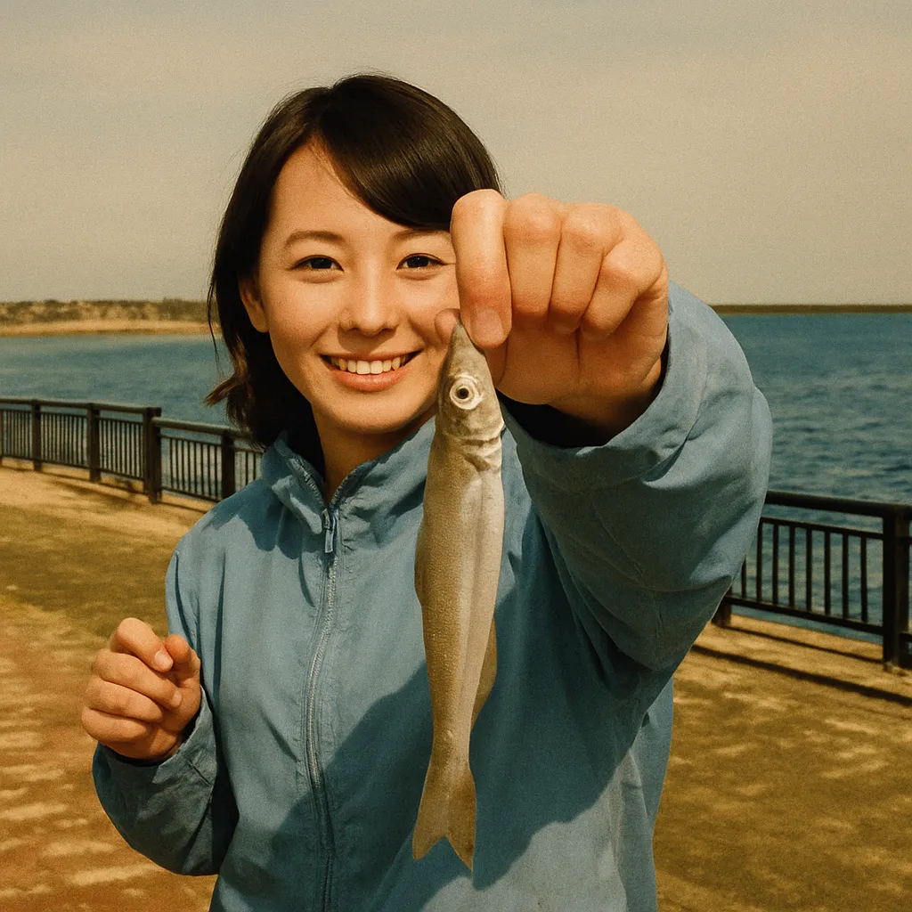 みやざき臨海公園でシロギスの釣果を得た西岡.webp