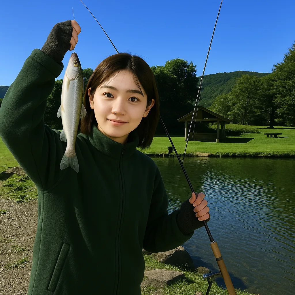 グリーンパーク不忘でイワナの釣果を得た森永.webp