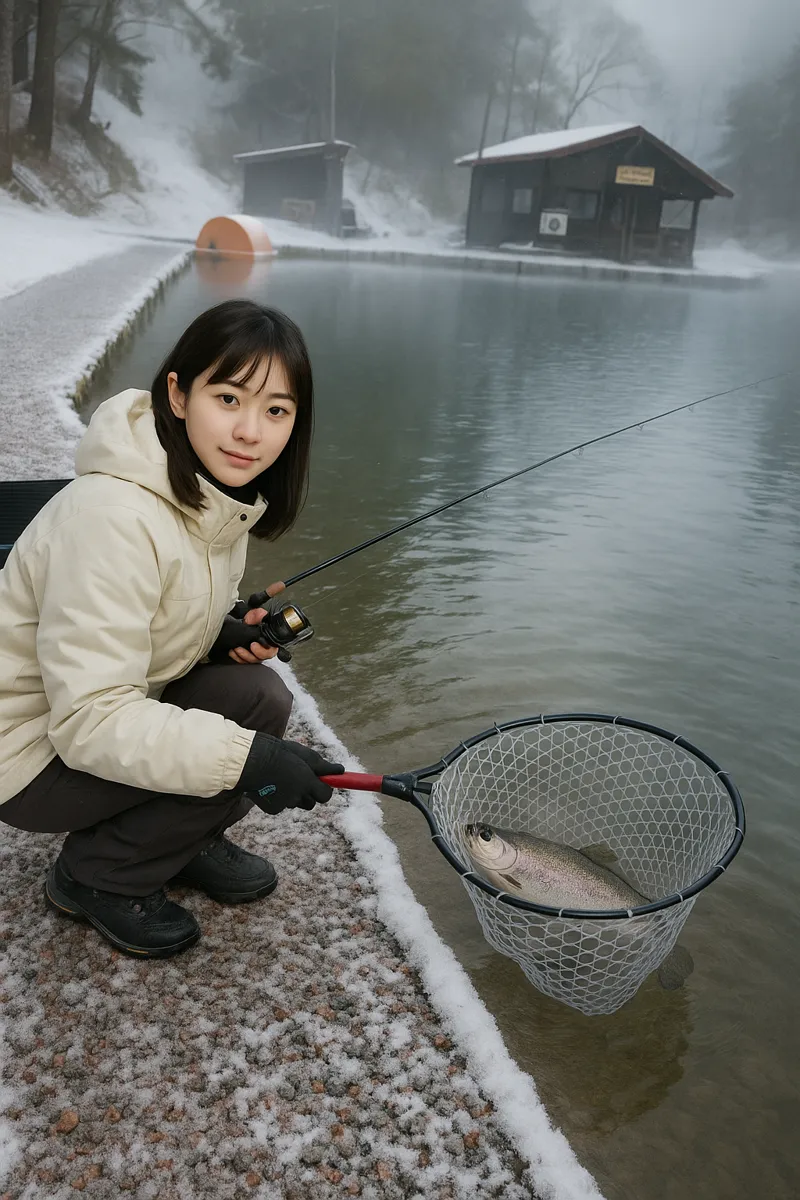 グングンフィッシングフィールドでニジマスの釣果を得た国生.webp