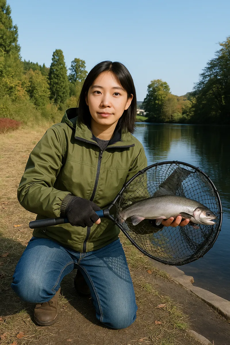 フィッシングエリアほのぼのでサクラマスの釣果を得た森永.webp