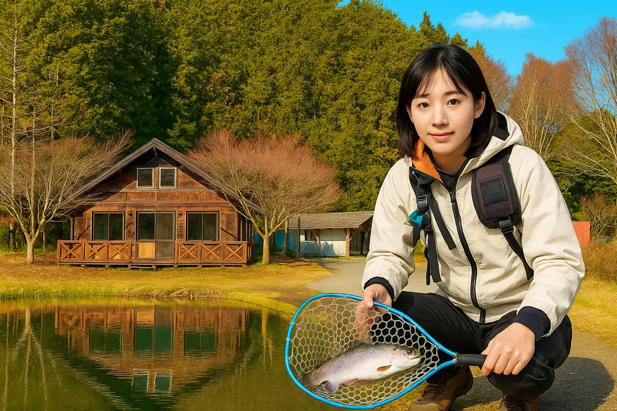 フィッシングエリアほのぼのでニジマスの釣果を得た国生.webp