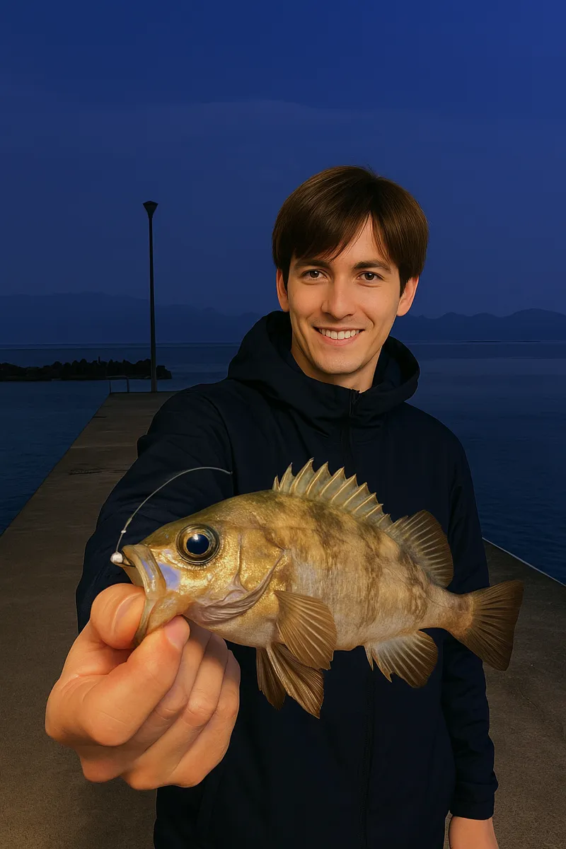 一尺屋下浦港でメバルの釣果を得た久良木.webp