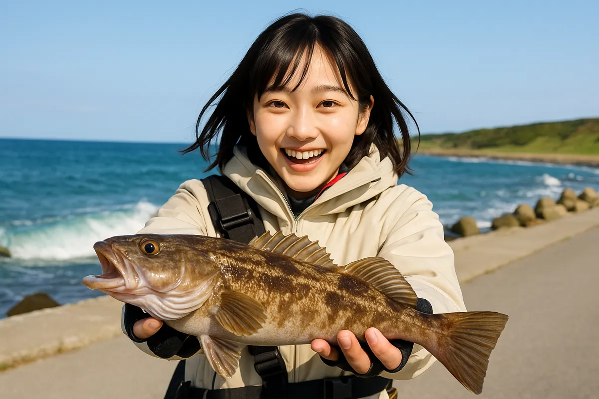 七里長浜港でアイナメの釣果を得た国生.webp