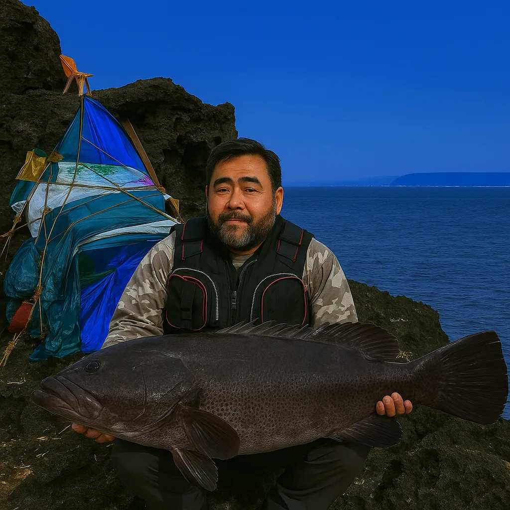 万座毛でアーラミーバイの釣果を得た楢崎.webp