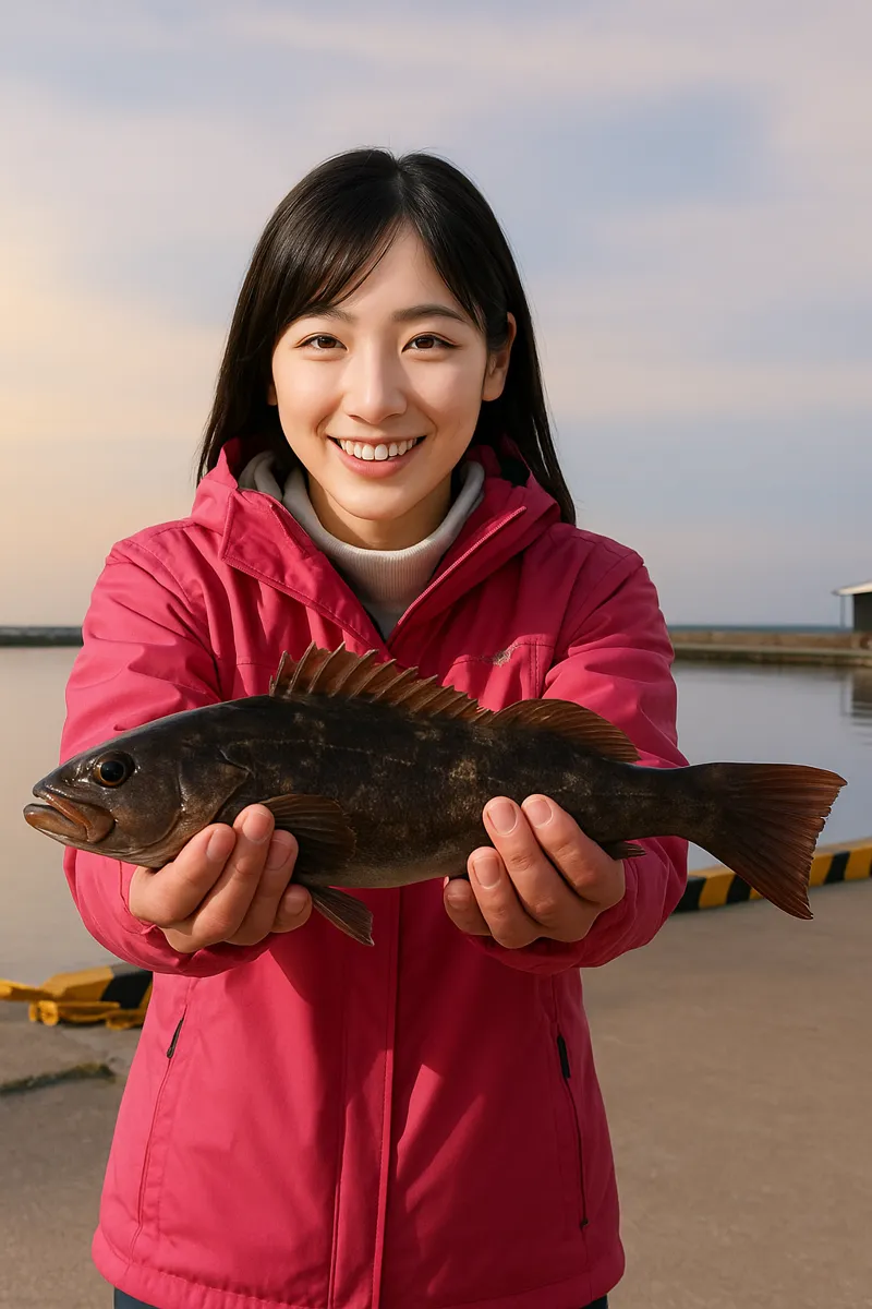 三沢漁港でアイナメの釣果を得た黒川.webp