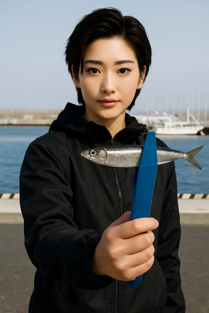 三沢漁港でイワシの釣果を得た佐伯.webp