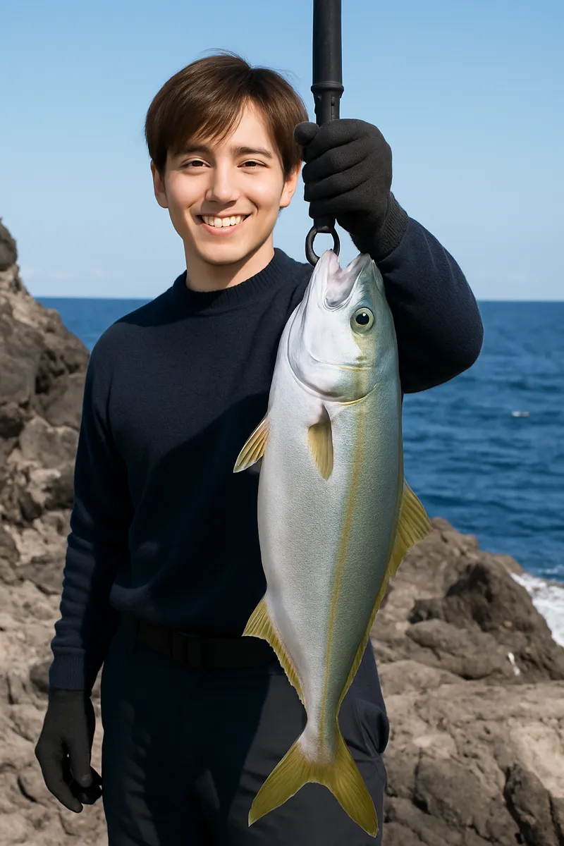 三瀬海水浴場でイナダの釣果を得た久良木.webp