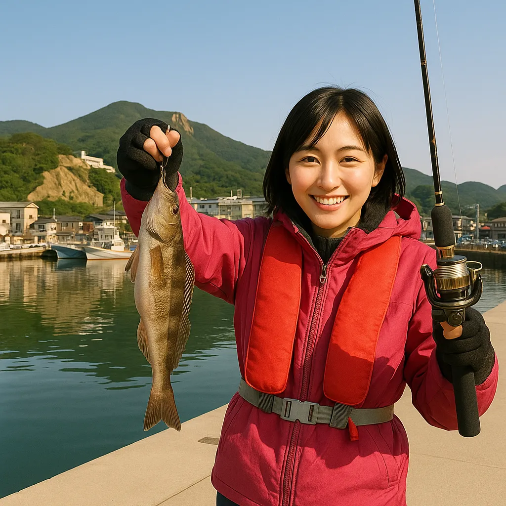 下前漁港でホッケの釣果を得た黒川.webp