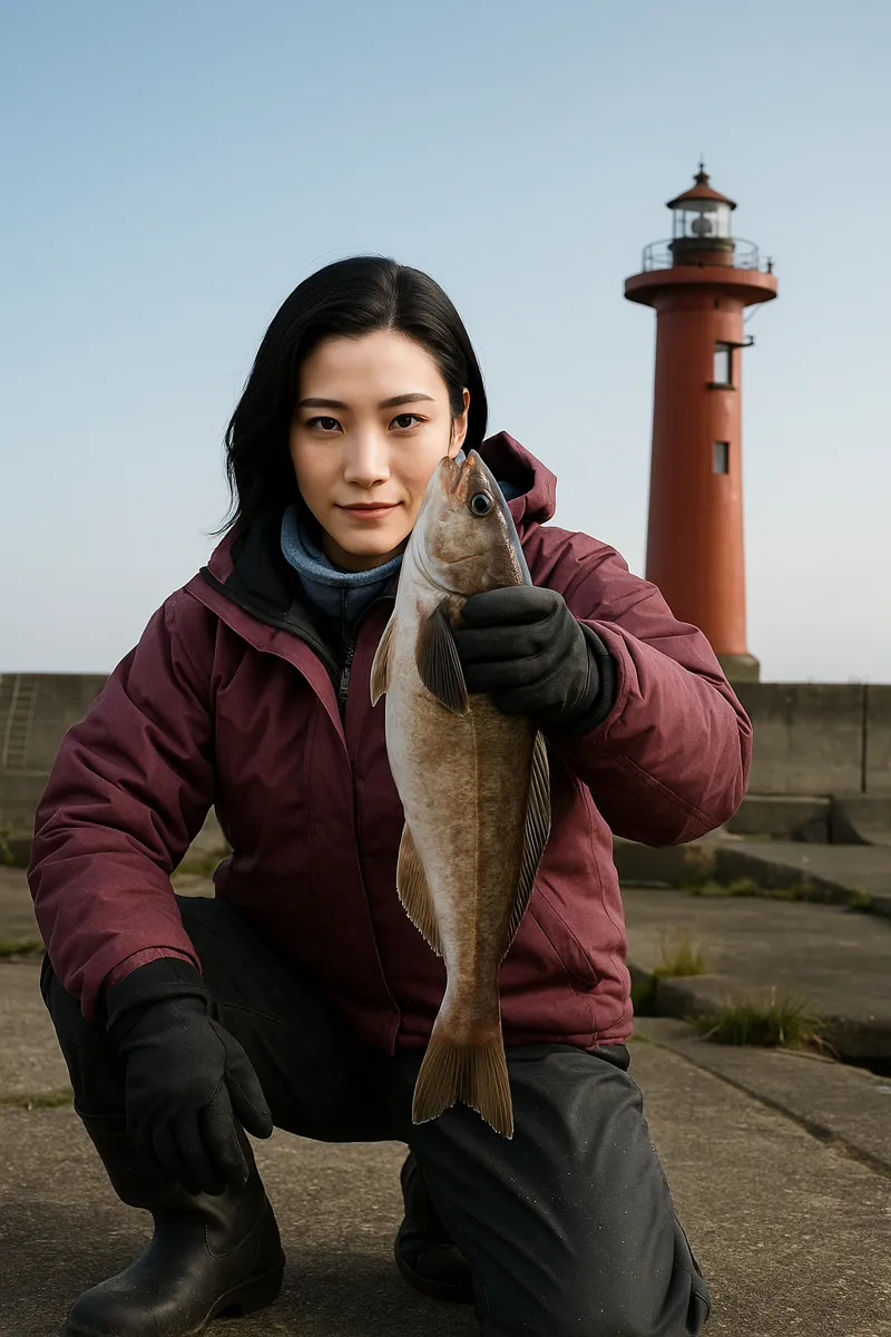 下風呂漁港でホッケの釣果を得た八重田.webp