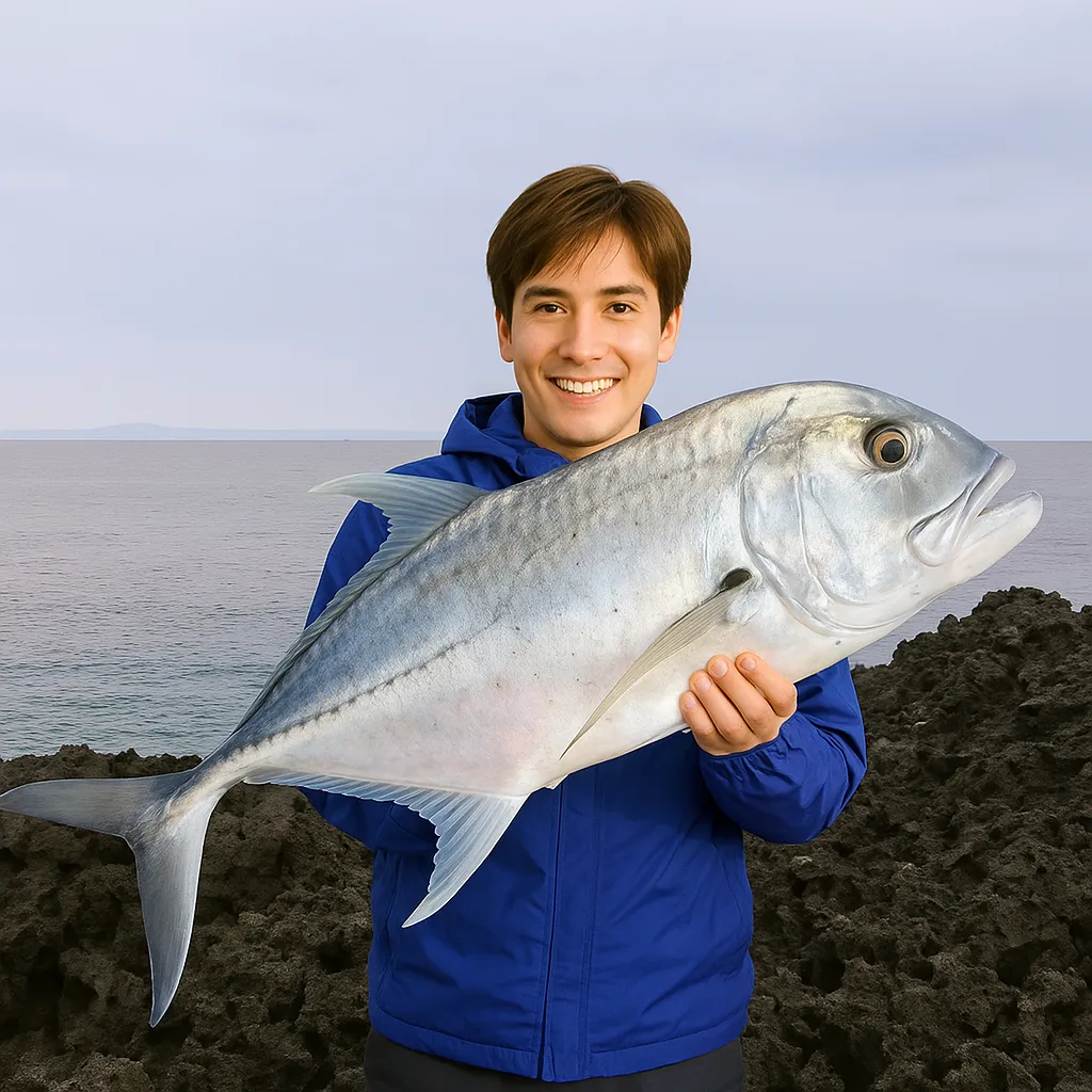 与論島でロウニンアジの釣果を得た久良木.webp