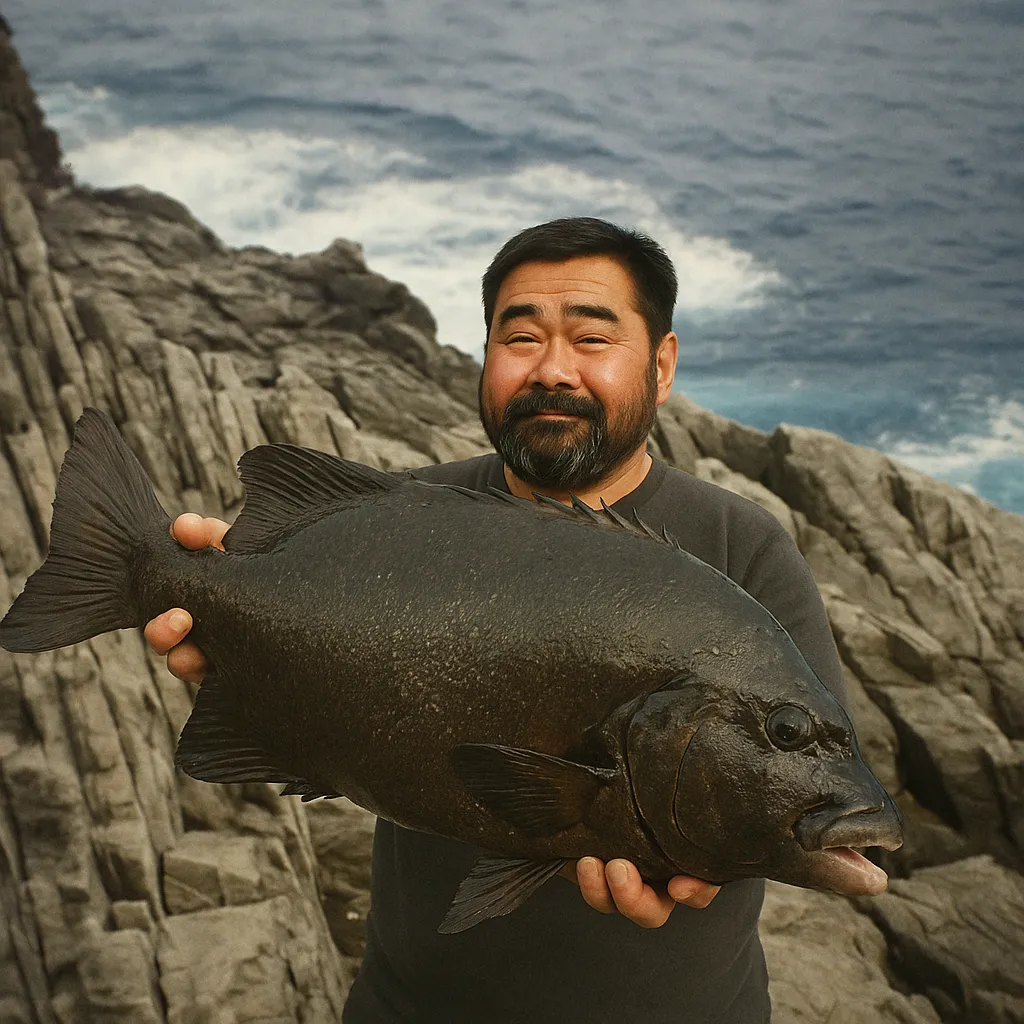 中之島でイシガキダイの釣果を得た楢崎.webp