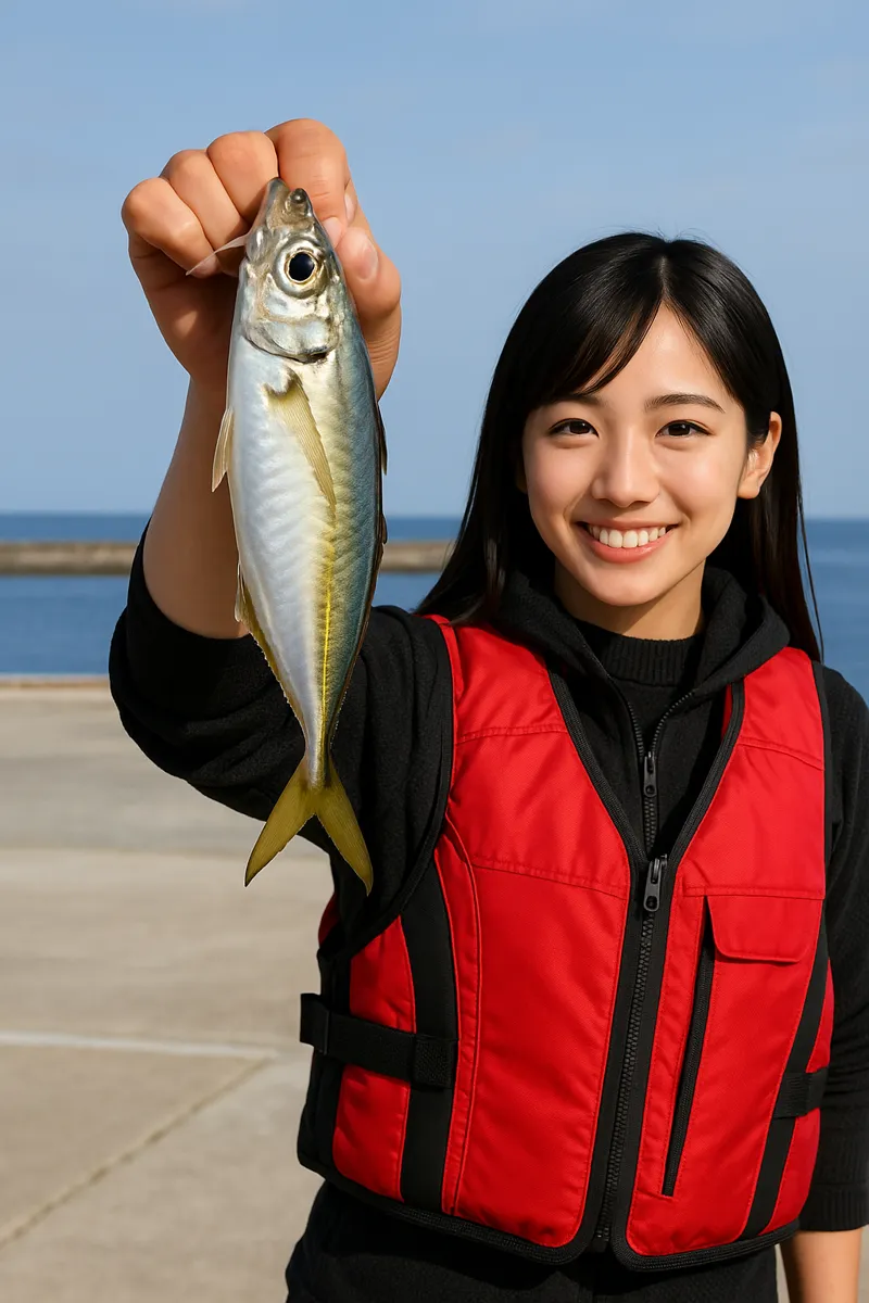 中津港でアジの釣果を得た黒川.webp