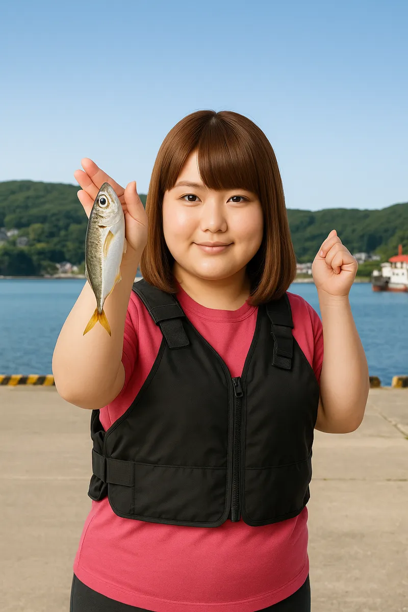 久慈港でアジの釣果を得た山際.webp