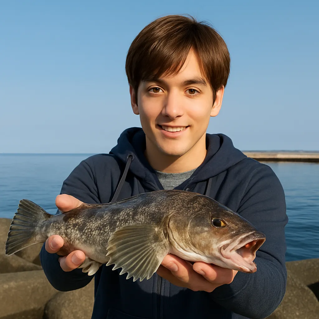 佐井漁港でアイナメの釣果を得た久良木.webp