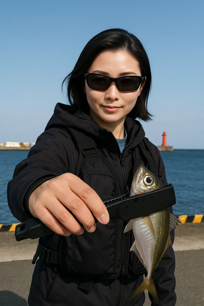 佐井漁港でアジの釣果を得た八重田.webp