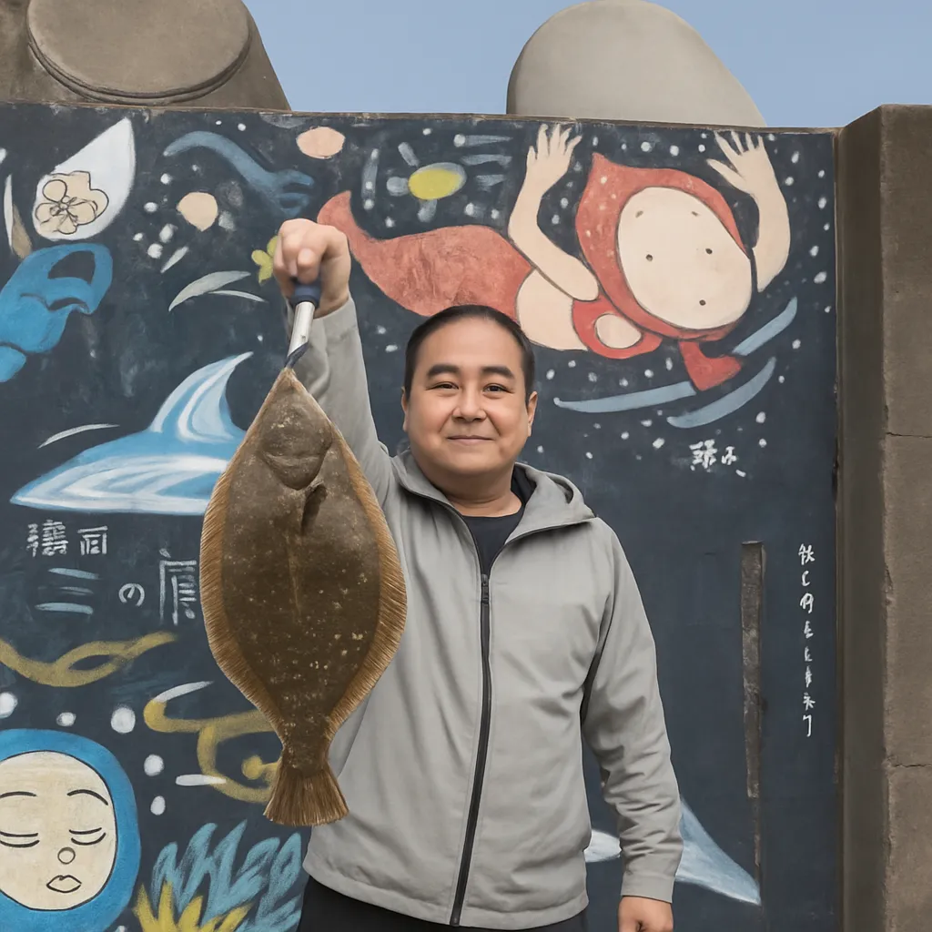 佐井漁港でイシガレイの釣果を得た男性.webp