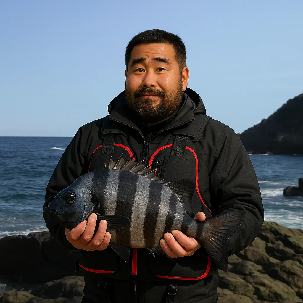 佐多岬でイシダイの釣果を得た楢崎.webp