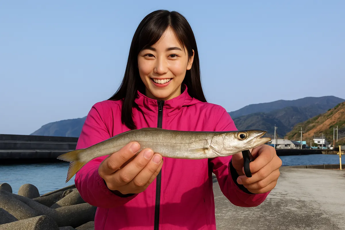 佐賀関港でカマスの釣果を得た黒川.webp