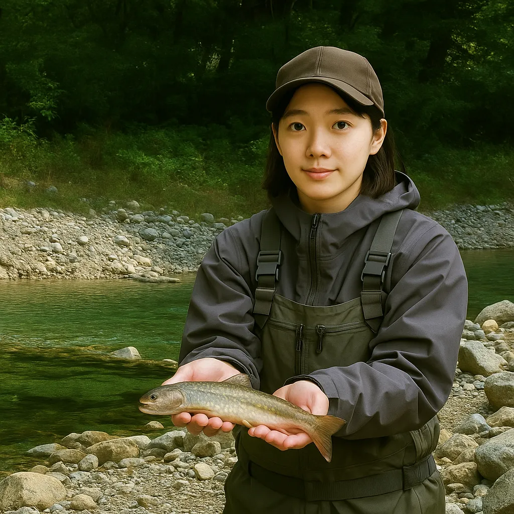 作並渓流釣り場でイワナの釣果を得た森永.webp