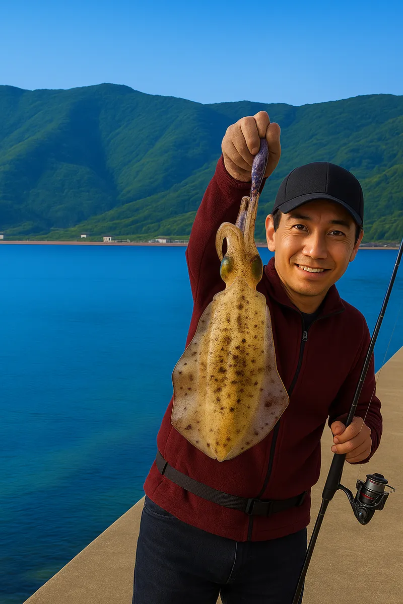 元猿港でアオリイカの釣果を得た亀岡.webp