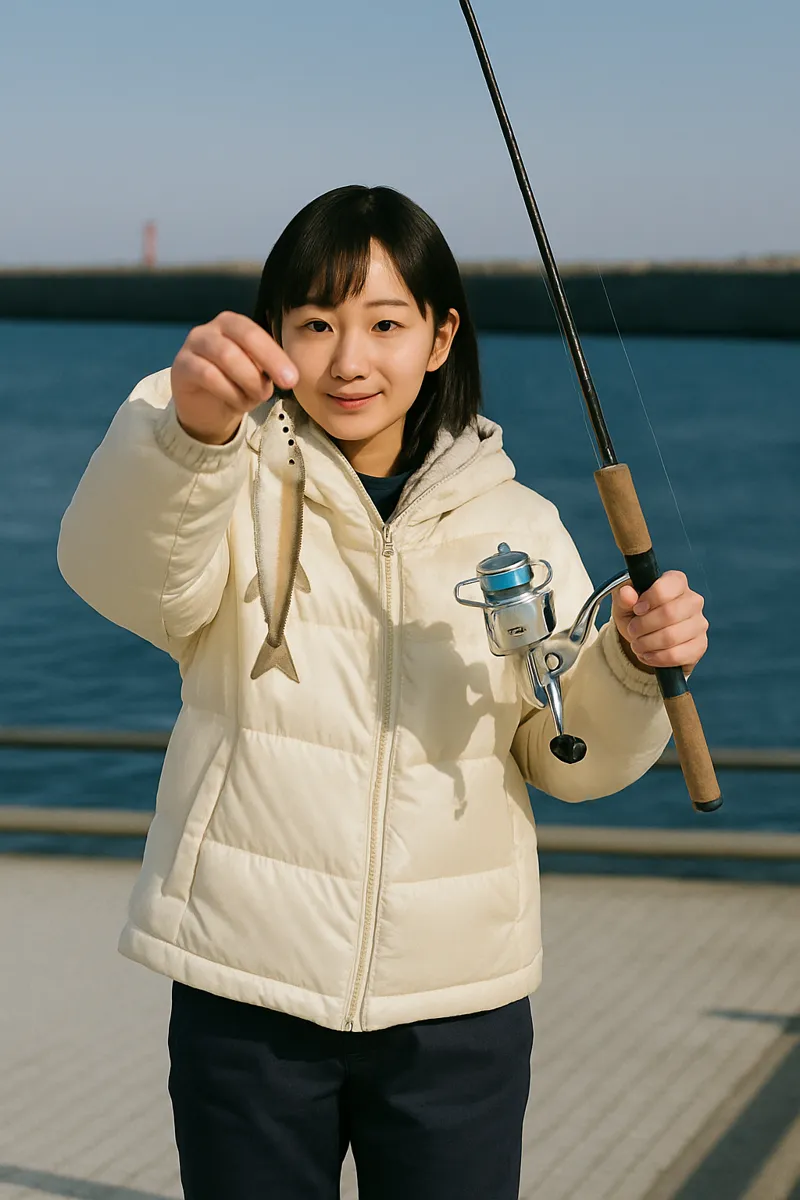 八戸港海釣り公園でチカの釣果を得た国生.webp