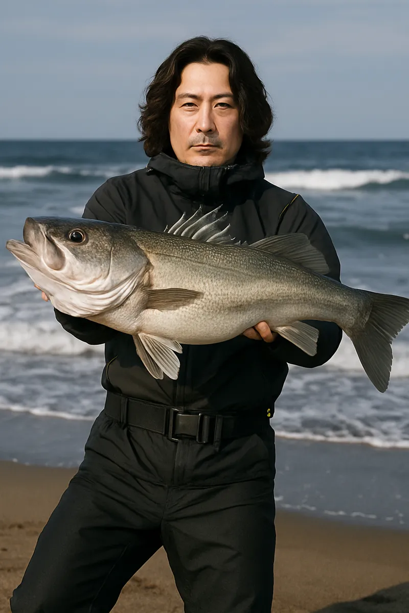 六ヶ所サーフでシーバスの釣果を得た岸本.webp
