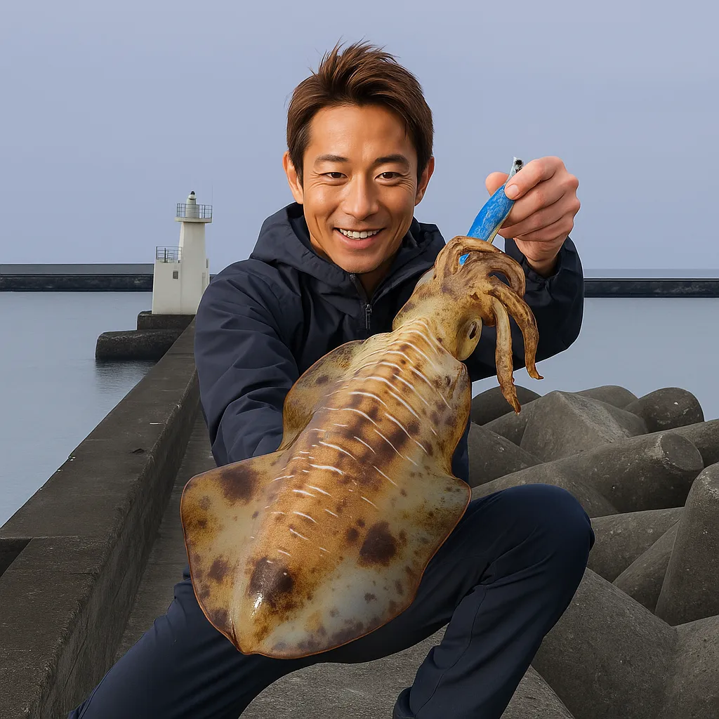内海港でアオリイカの釣果を得た亀岡.webp
