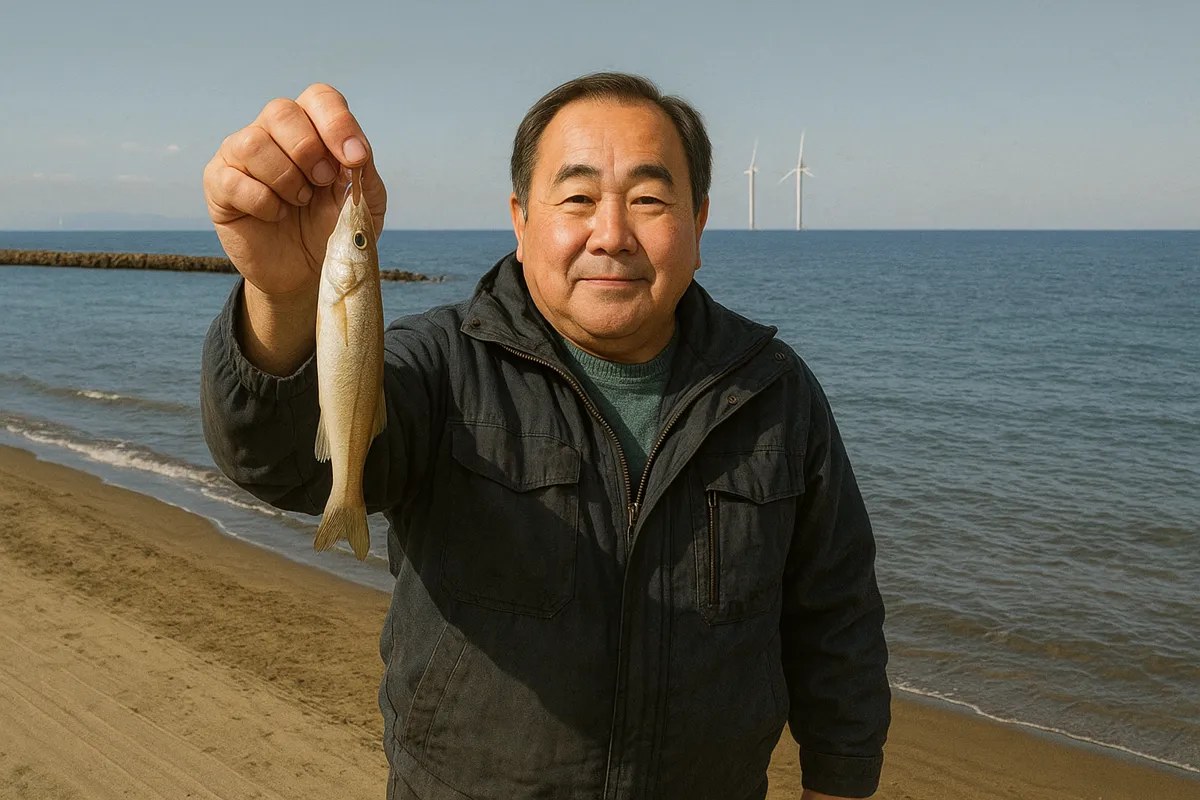 出戸浜でシロギスの釣果を得た持田.webp