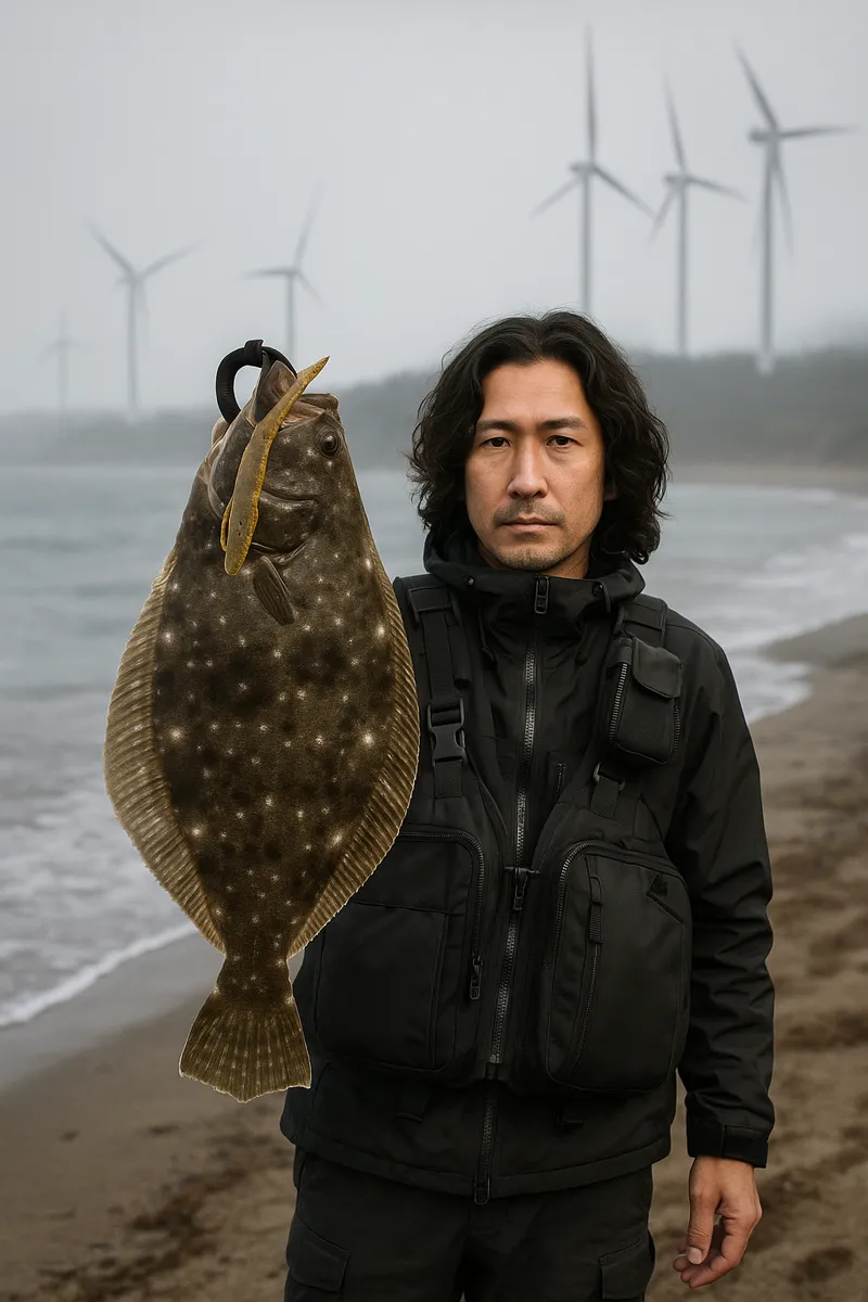 出戸浜でヒラメの釣果を得た岸本.webp