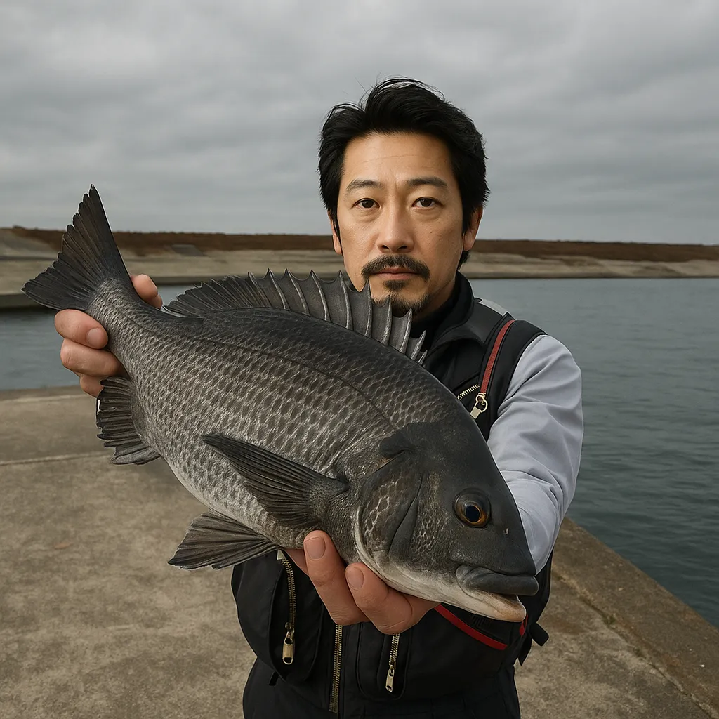 出来島海岸でクロダイの釣果を得た佐々木.webp