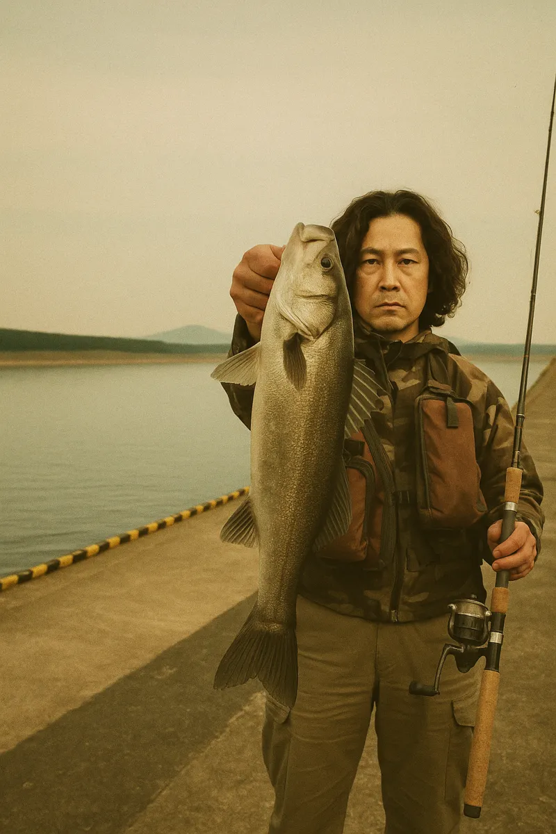 出来島海岸でシーバスの釣果を得た岸本.webp