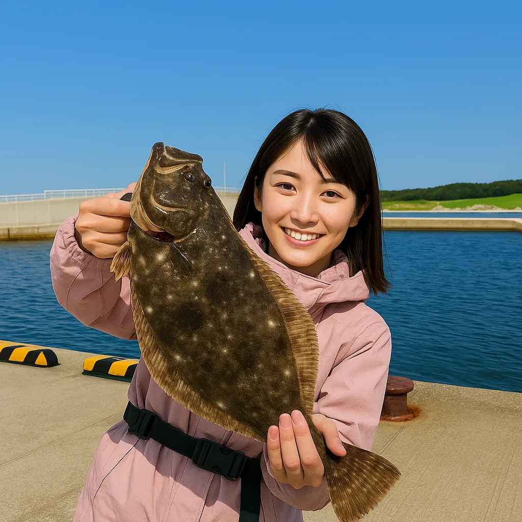 出来島海岸でヒラメの釣果を得た黒川.webp