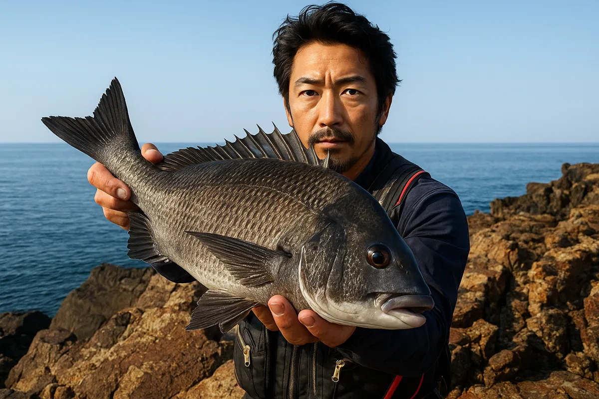 加茂荒崎でクロダイの釣果を得た佐々木.webp