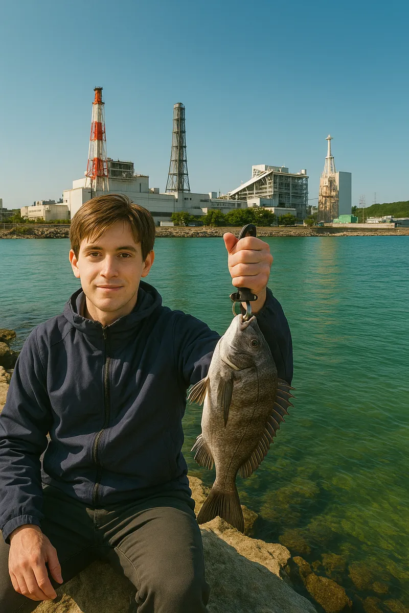 勿来火力発電所下でクロダイの釣果を得た男性.webp