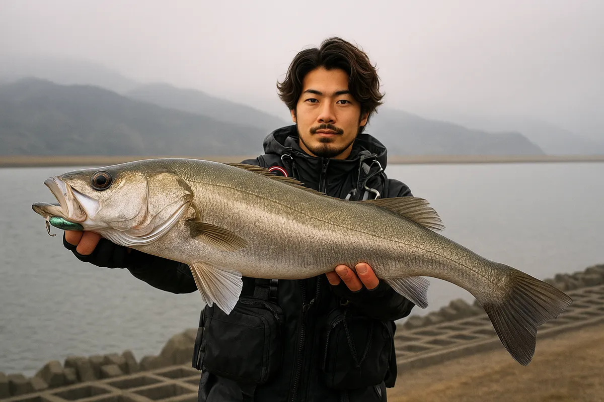 北上川河口でシーバスの釣果を得た澤田.webp