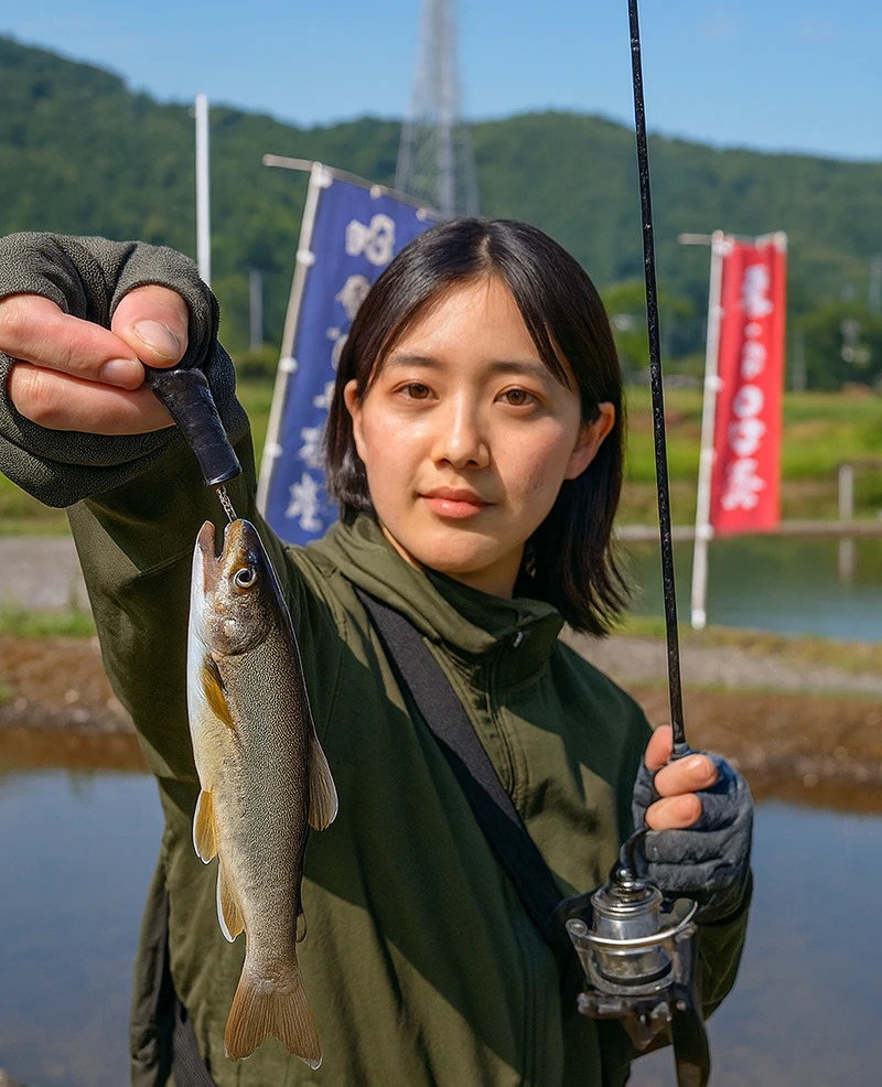 北宮城フィッシングエリアでイワナの釣果を得た森永.webp