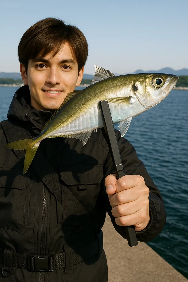 北金ヶ沢漁港でアジの釣果を得た久良木.webp