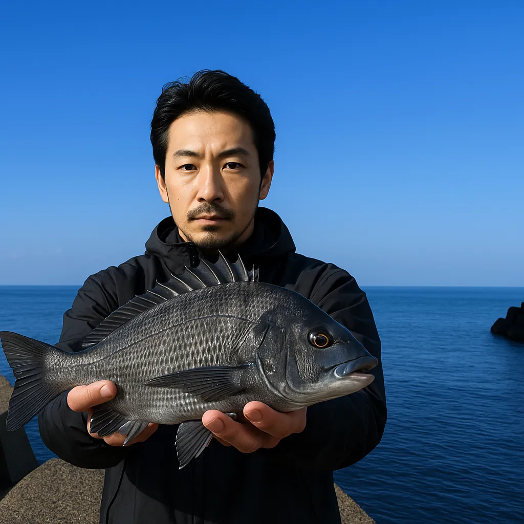 北金ヶ沢漁港でクロダイの釣果を得た佐々木.webp