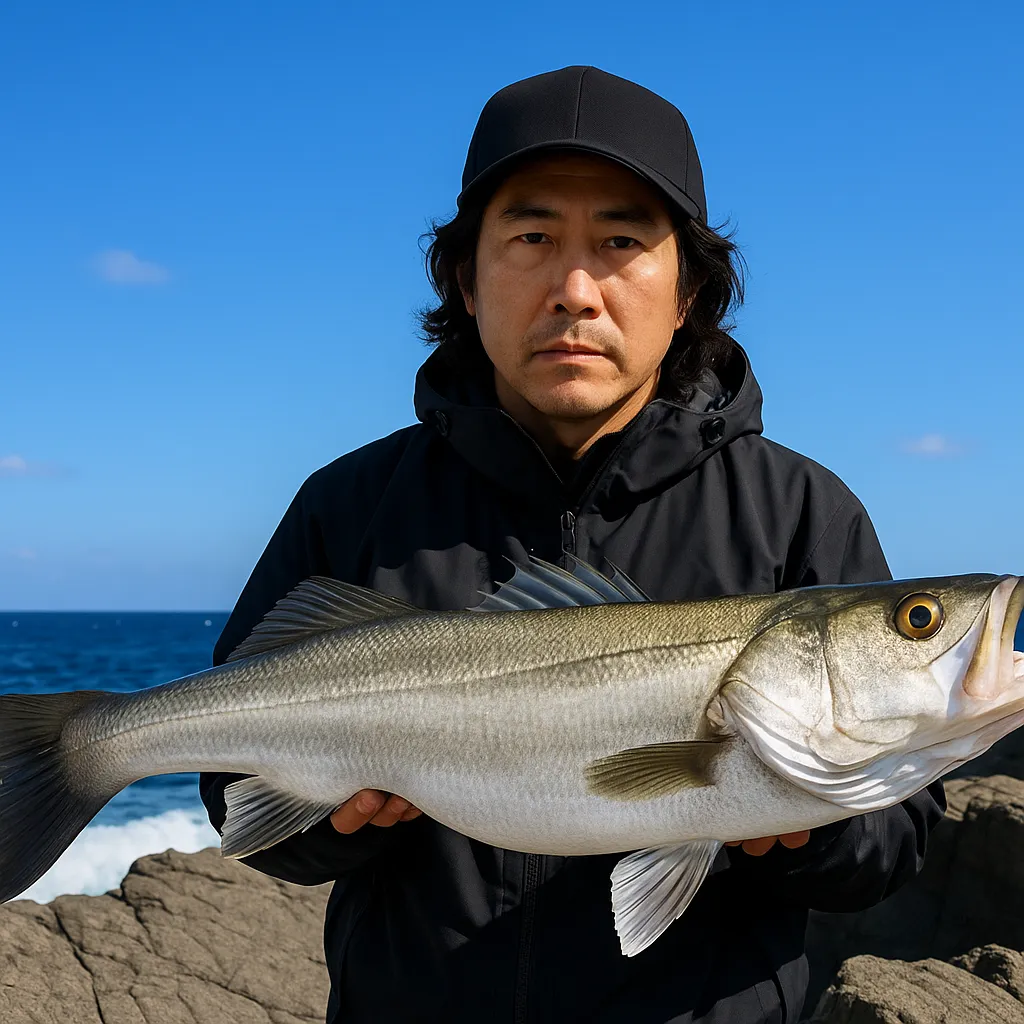 十六羅漢岩でシーバスの釣果を得た岸本.webp