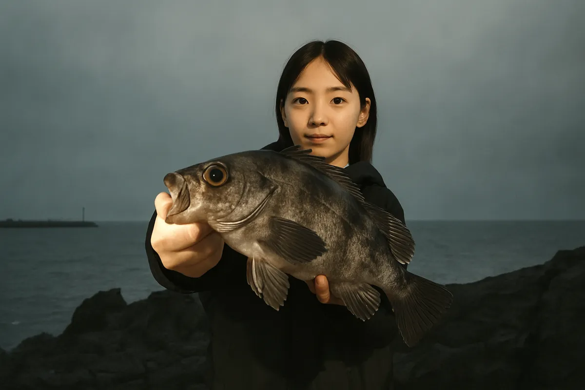 十六羅漢岩でメバルの釣果を得た森永.webp