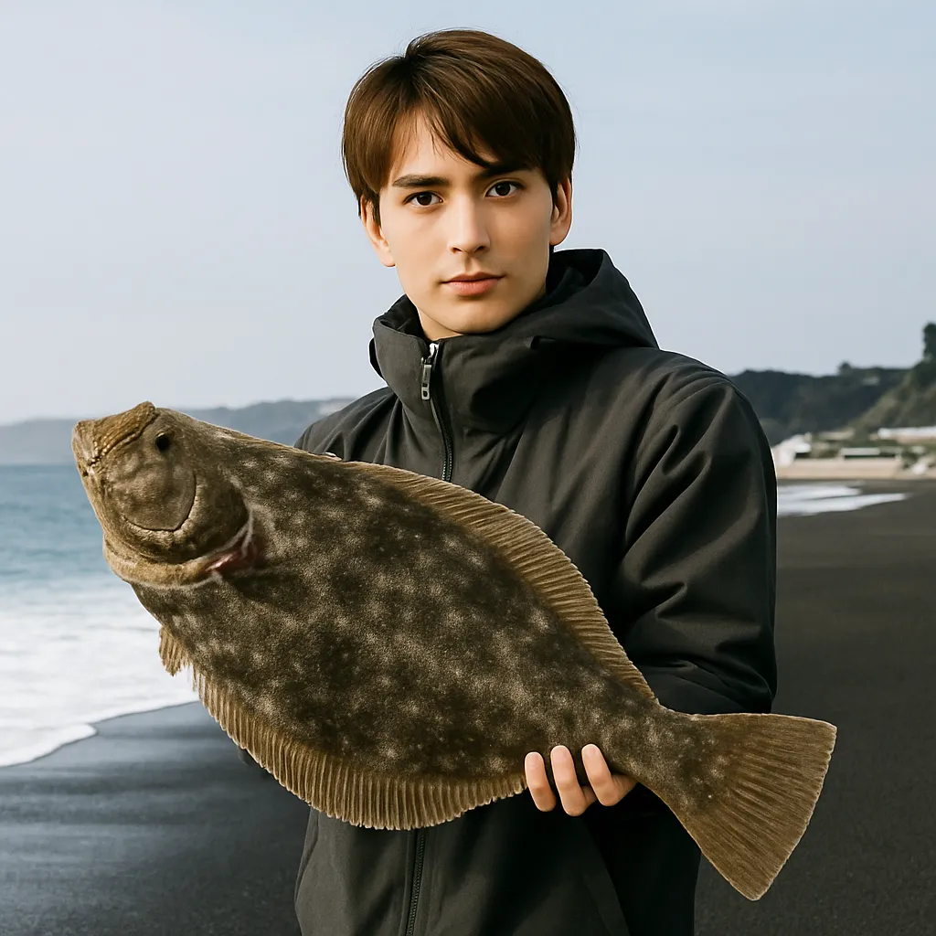 十府ケ浦でヒラメの釣果を得た久良木.webp