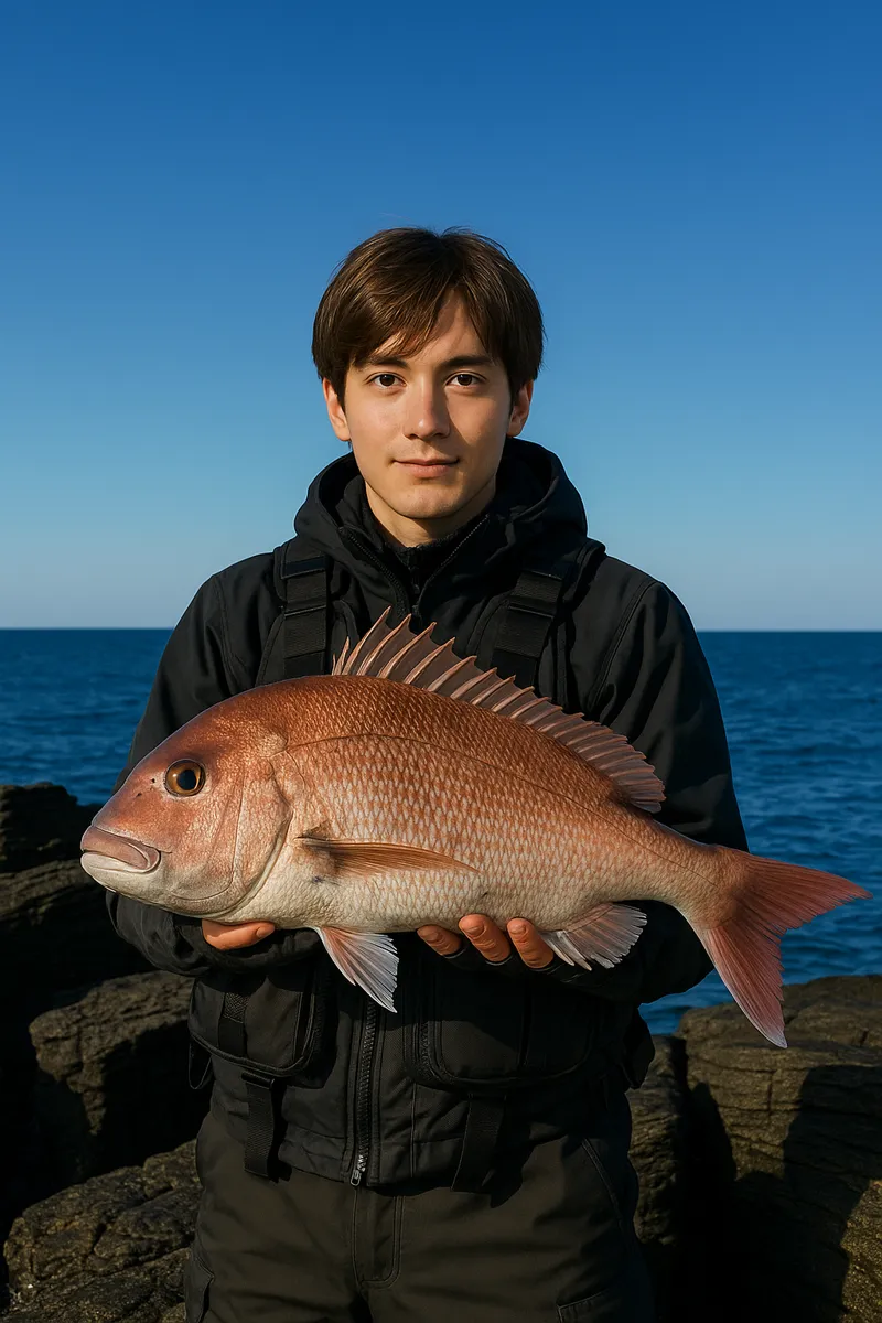 千畳敷海岸でマダイの釣果を得た久良木.webp
